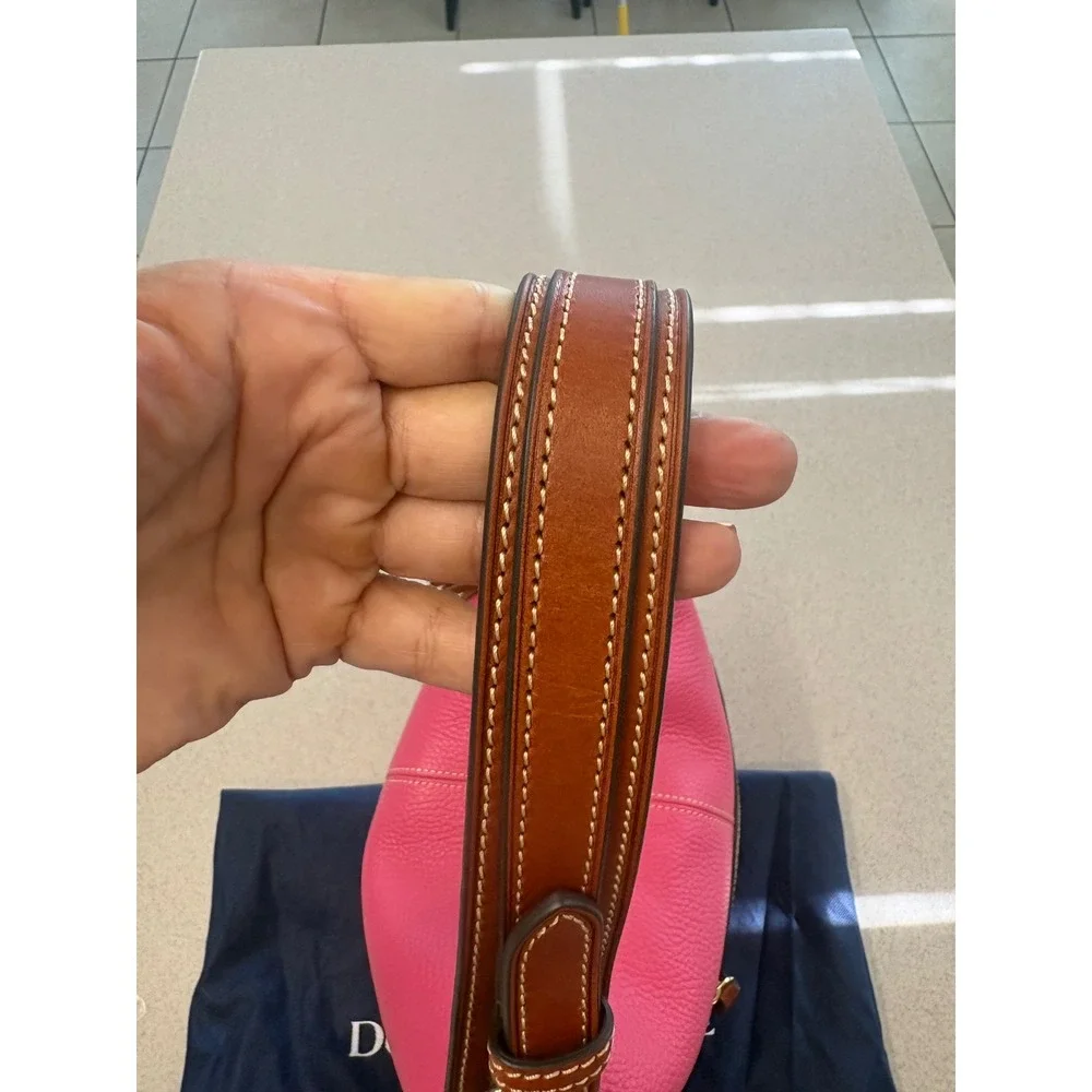 Dooney & Bourke Pebbled Leather Hobo‎ Shoulder Bag Pink Tassel Large